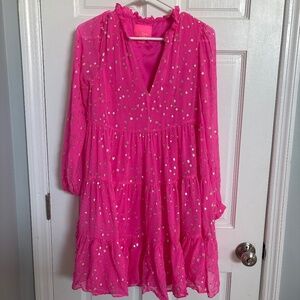 Bright pink and gold Lilly dress